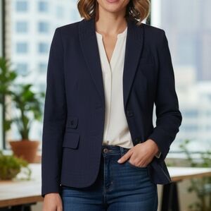 Talbots | Women Navy Blue Textured Blazer Jacket 10P Classic